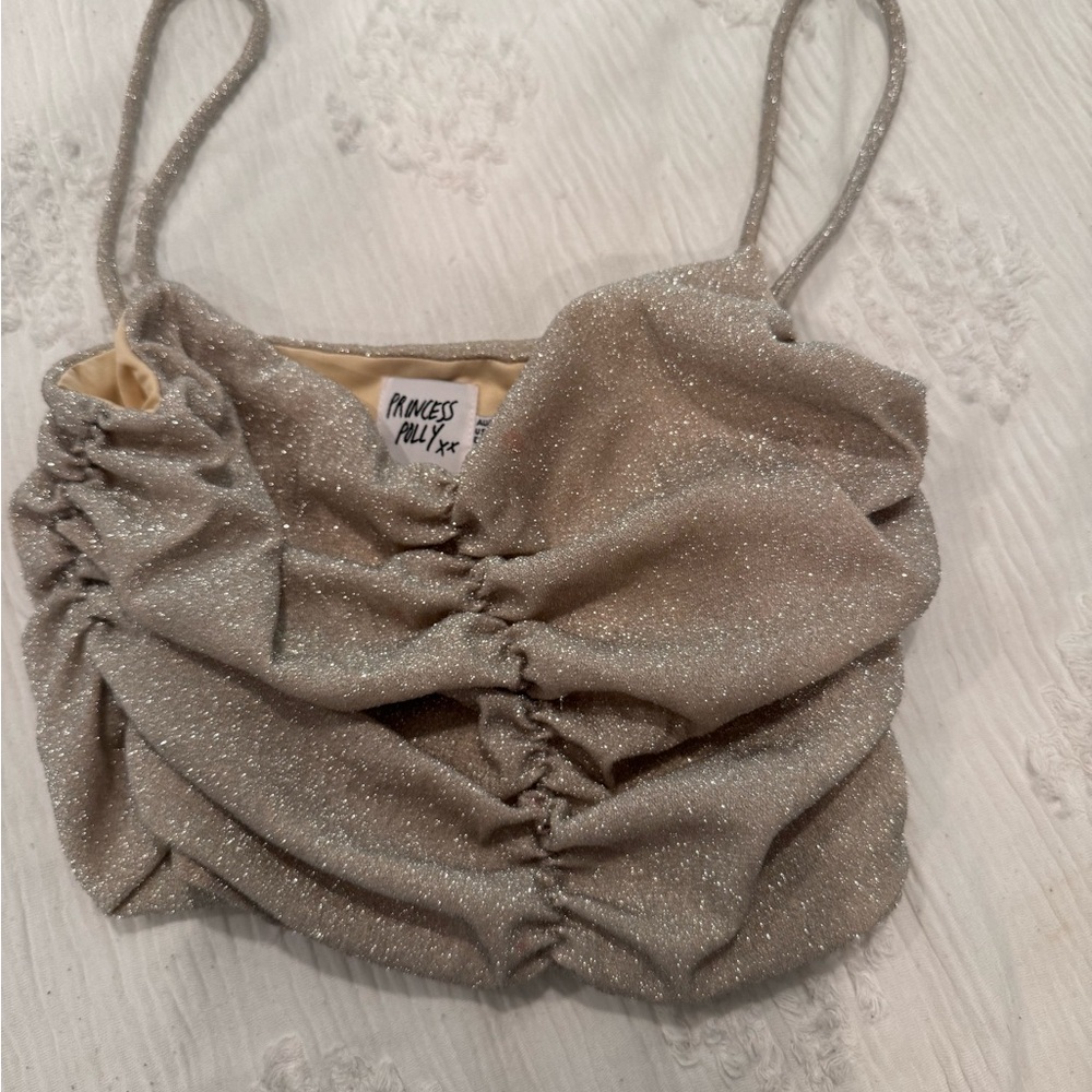 Princess Polly Glittery Beige Top